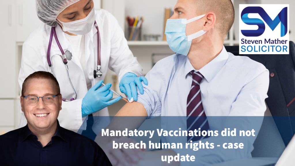 mandatory vaccinations in the workplace is it legal an update - image shows nurse jabbing man in tie.