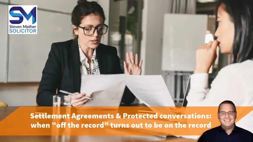 Image shows employer having a protected conversation with employee before a settlement agreement
